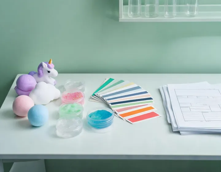 Toy material lab with squishy samples